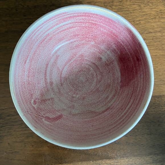 Old House Pottery Seagrove NC Fred Beane Pink and Blue Polka Dot Bowls (3) - Picture 4 of 6